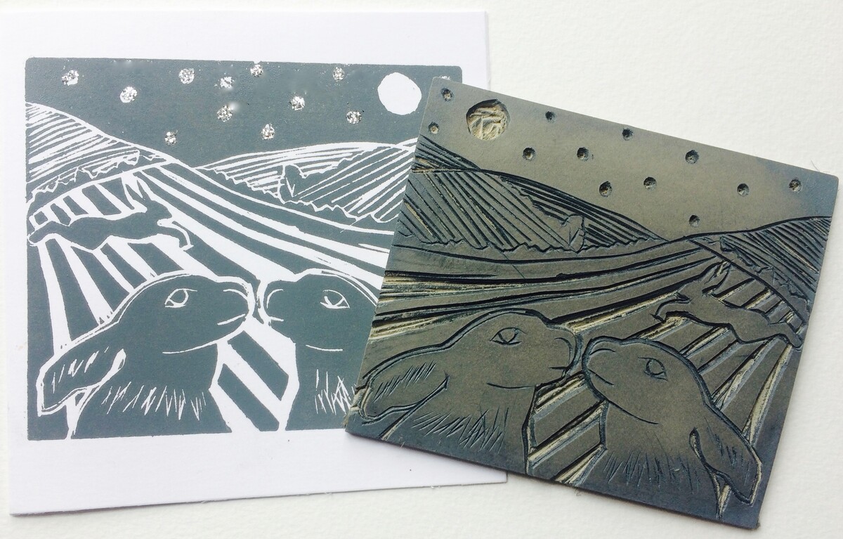 Lino Cut Christmas Beth Chatto's Gardens