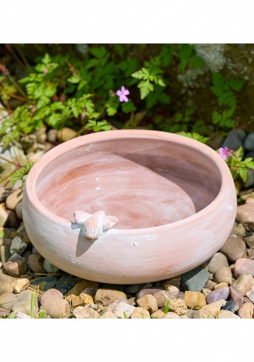 Terracotta Bird Bath/Feeder with Bee