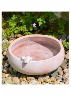 Terracotta Bird Bath/Feeder with Bee 