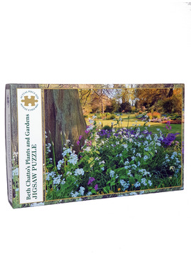 Beth Chatto Jigsaw Puzzle - White and purple honesty growing in the Water Garden